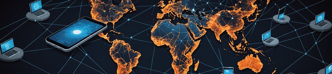 Imagen generada por IA para: Redes Globales de Cibercrimen Alimentadas por Tecnología Robada y Esquemas de Lavado